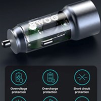 BWOO Auto punjač USB-A QC + USB-C PD, 43W