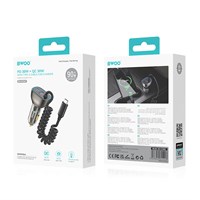 BWOO Auto punjač USB-C PD i USB-A QC + USB-C PD s kabelom, 30W