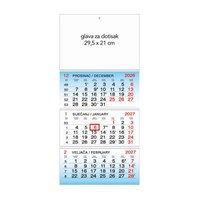 Kalendar zidni trodjelni