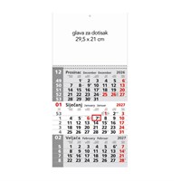 Kalendar zidni trodjelni