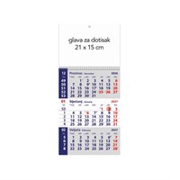 Kalendar zidni trodjelni mali