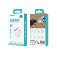 BWOO Kućni brzi 2 x QC USB-A i PD USB-C GaN punjač 65W