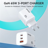 BWOO Kućni brzi 2 x QC USB-A i PD USB-C GaN punjač 65W