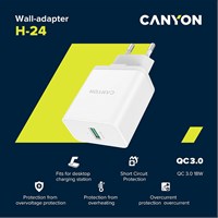 CANYON Kućni brzi USB-A punjač 24W