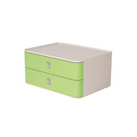 Kutija s 2 ladice ALLISON zelena s bijelom