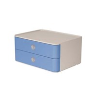 Kutija s 2 ladice ALLISON pastelno plava s bijelom