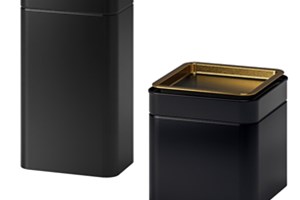 Metalna crna kutija sa zlatnim detaljima