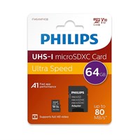 MicroSD 2-u-1 64 GB + SD adapter class 10, UHS-I, do 80 MB/s