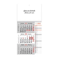 Zidni trodjelni kalendar, memo